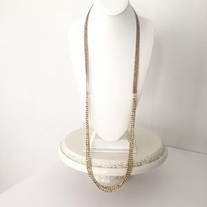 Long Yellow Bronze Sparkle Bead Chain Necklace